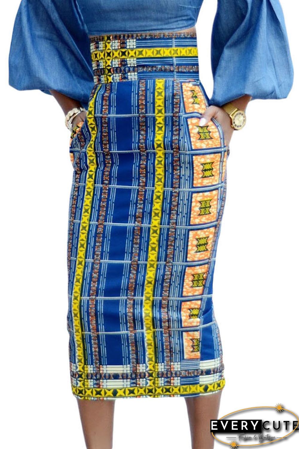 Stylish African Print High Waist Bodycon Pencil Skirt