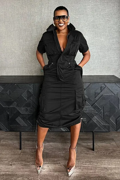 loragal black dress Strapless Corset See-Through Lace Slit Party Maxi Dresses-Black Black-S