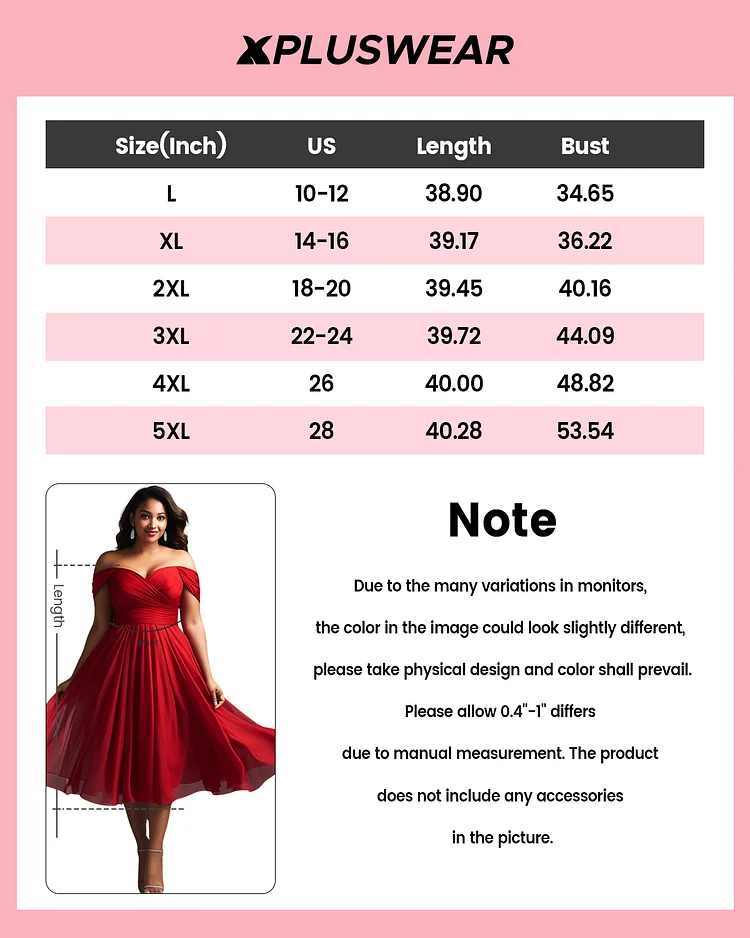 Xpluswear Design Plus Size Cocktail Party Midi Dresses Elegant Red Fall ...