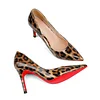 Women's 90mm Middle Heels Pointy Toe Red Bottom Pumps Gradient Color Patent