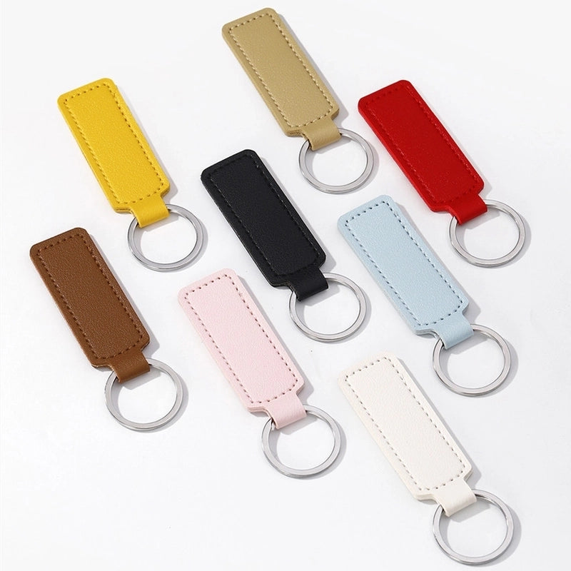 Minimalist Commute Solid Color Pu Leather Unisex Bag Pendant Keychain