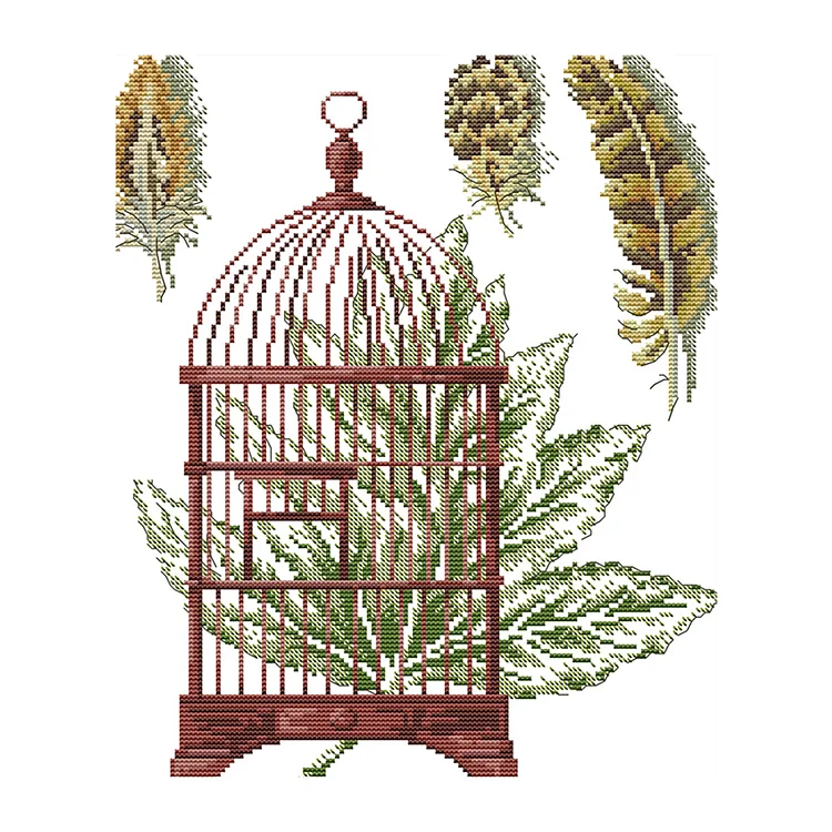 Feather Cage 14CT Stamped Cross Stitch 33*37cm