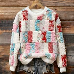 Women's Bohemian Floral Plush Pullover - Image 2