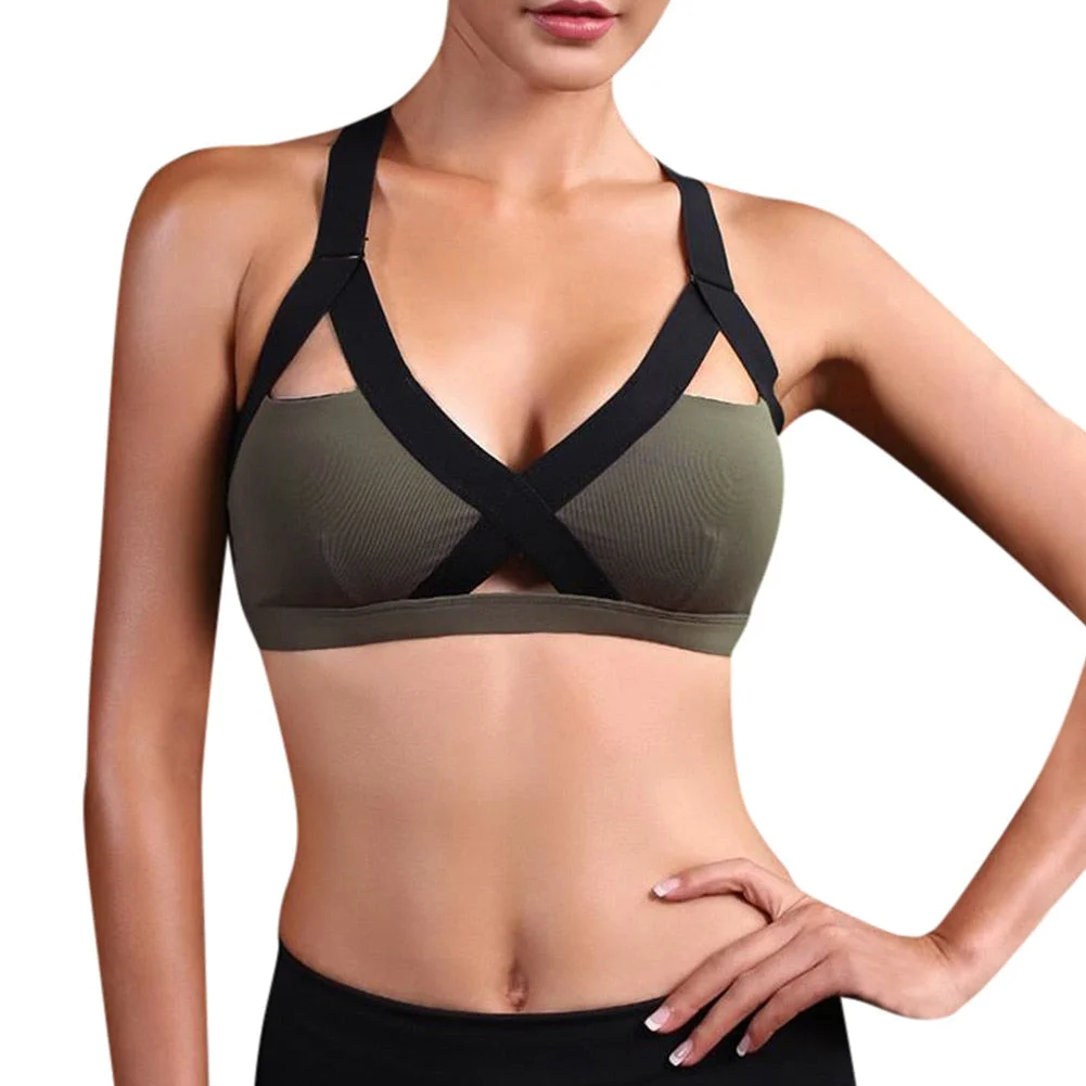 SVOKOR 2XL Sexy Bra Women Sport Deep V-Neck Summer Gym Lingerie feminina Fitness Active Bras Running Cross Back Underwear