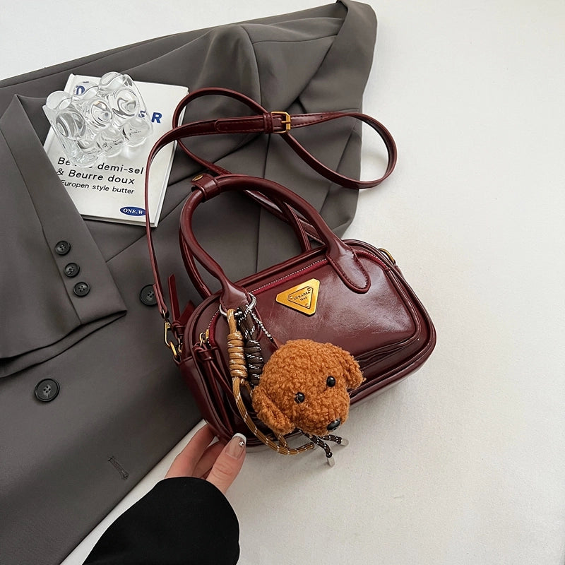 Women’s Pu Leather Solid Color Classic Style Square Zipper Crossbody Bag