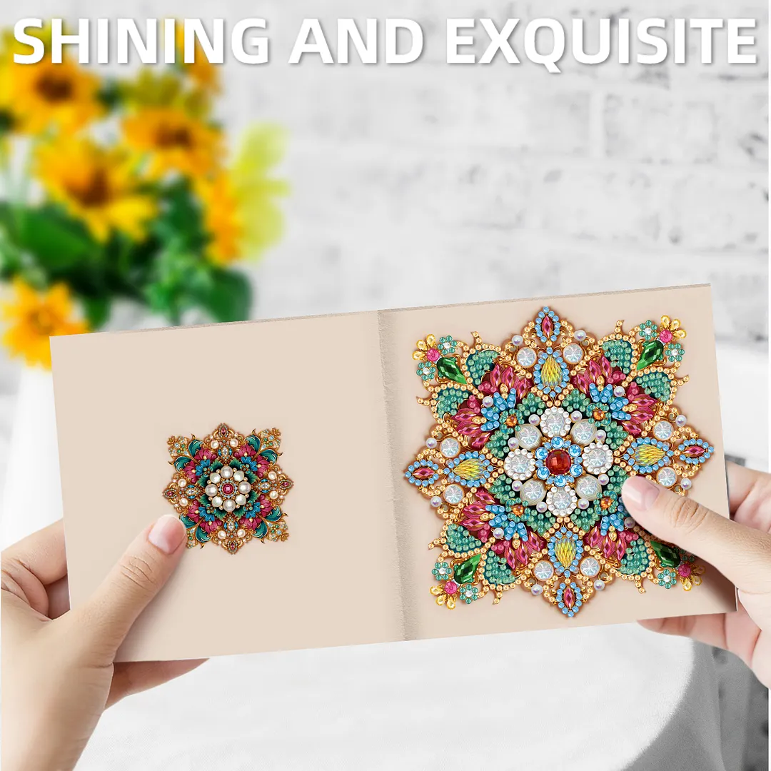 6pcs Mandala DIY Diamond Painting Greeting Card Kits with Envelopes Diamond Art Greeting Cards Diamond Art Cards Kits for Adults DIY Crafts Family Friend Gifts