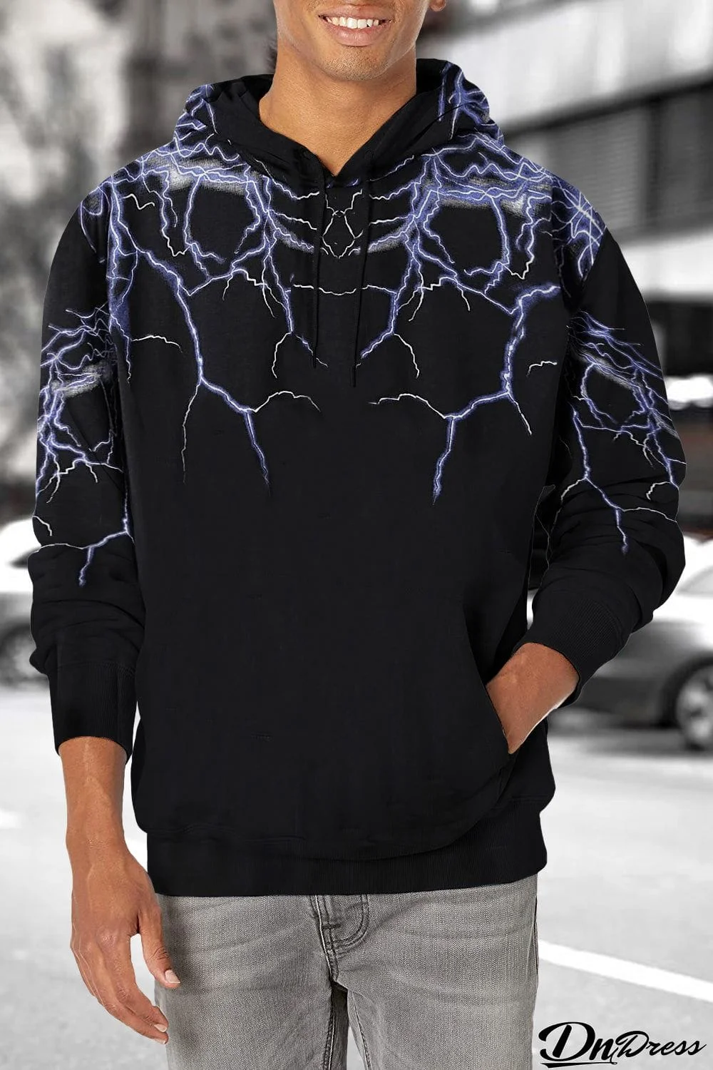 Lightning Men's Hooded Sweatshirt with Kangaroo Pocket