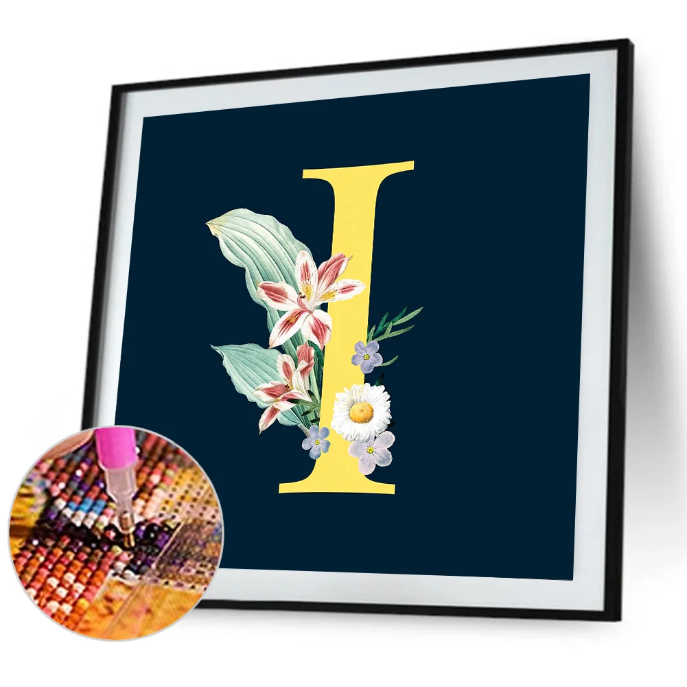 Full Round Diamond Painting 30*30cm - Sunflower Flower Alphabet