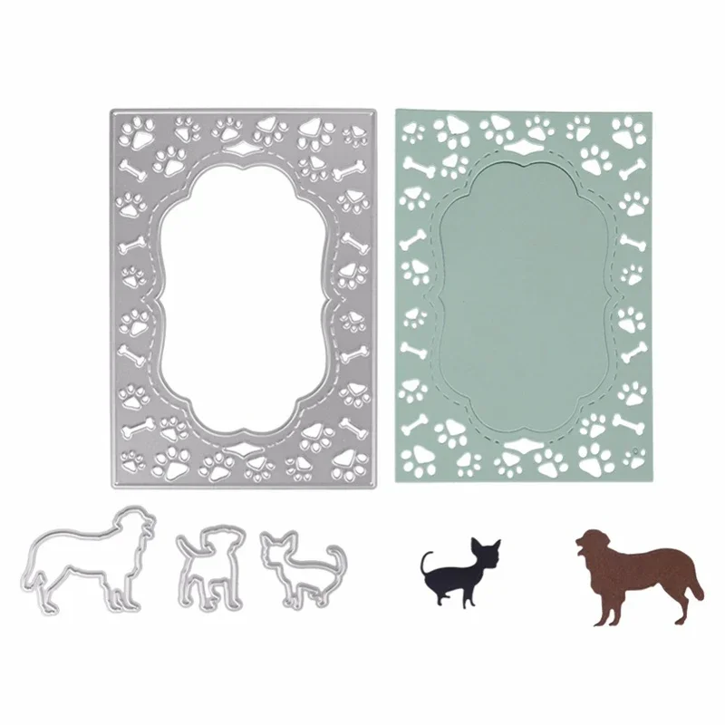 Nigikala Frame Dog Metal Cutting Dies DIY Scrapbooking Photo Album Decorative Embossing Stencil Paper Card Crafts