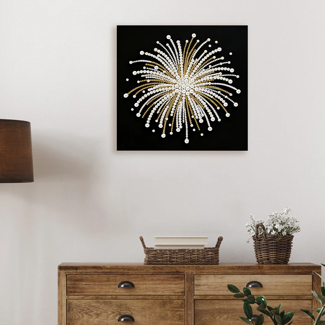 Fireworks DIY Pearl Diamond Art Kit for Adults Home Decor 25x25cm With Frame