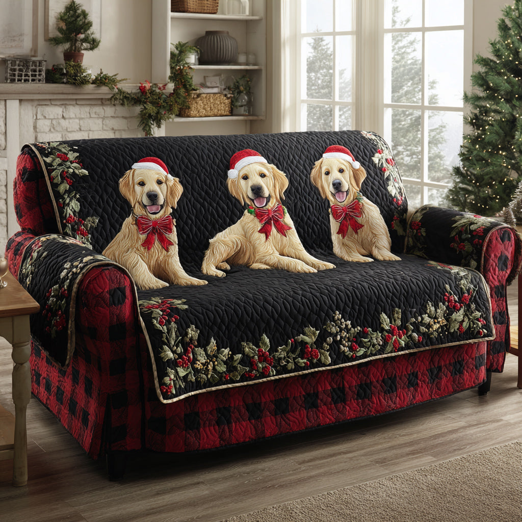 Midnight Golden Retriever Quilted Sofa Cover NCU0HH979 everthome