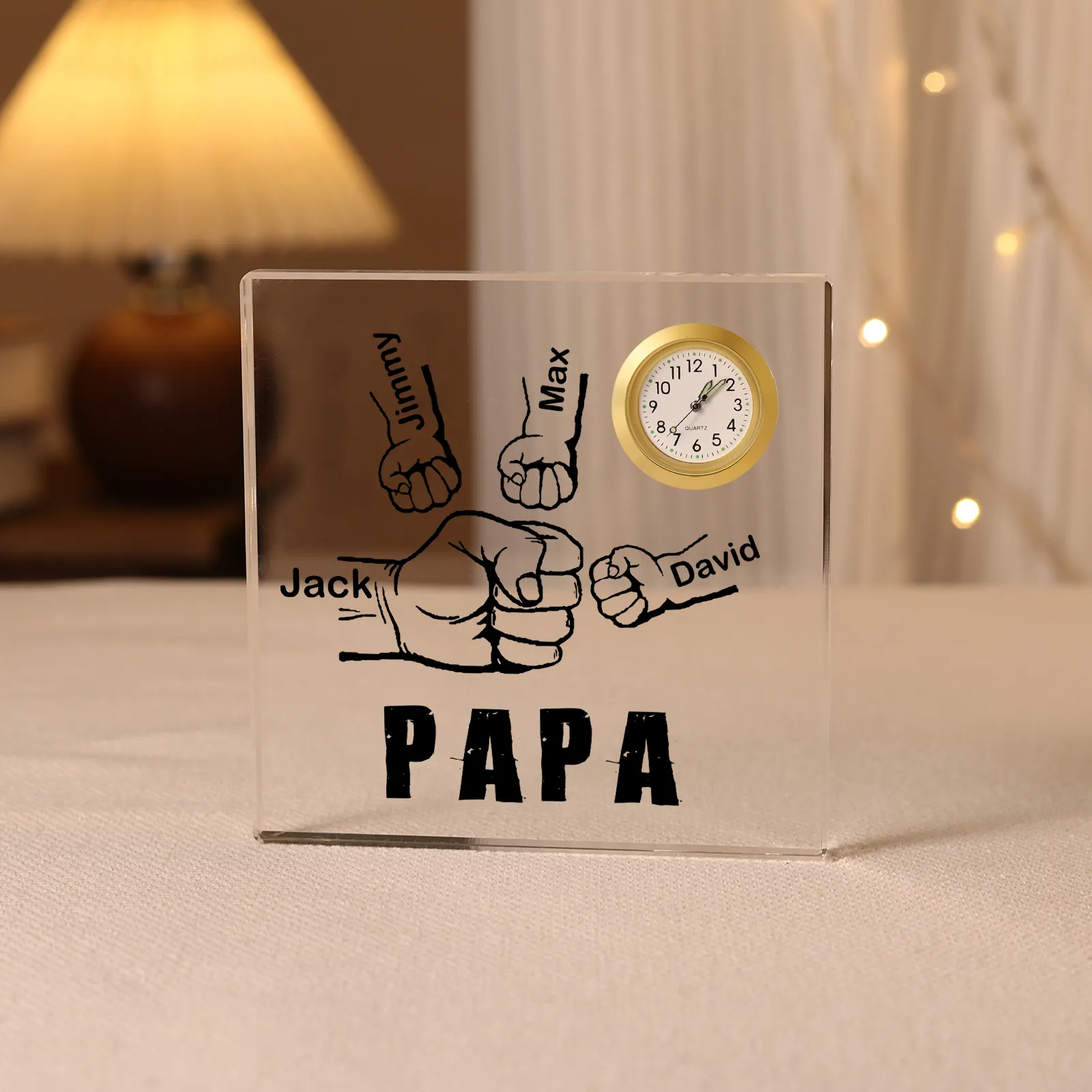 Personalisiertes Großvater-Geschenk – Edelstahl-Karte Mit Gravur, Von Enkelkindern