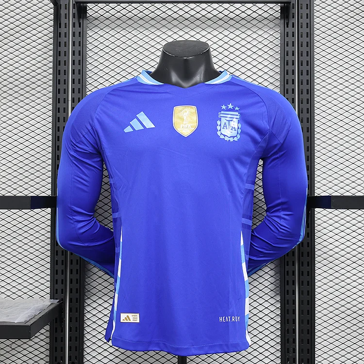 2024 Player Edition Argentina Away Long Sleeve Football Jersey