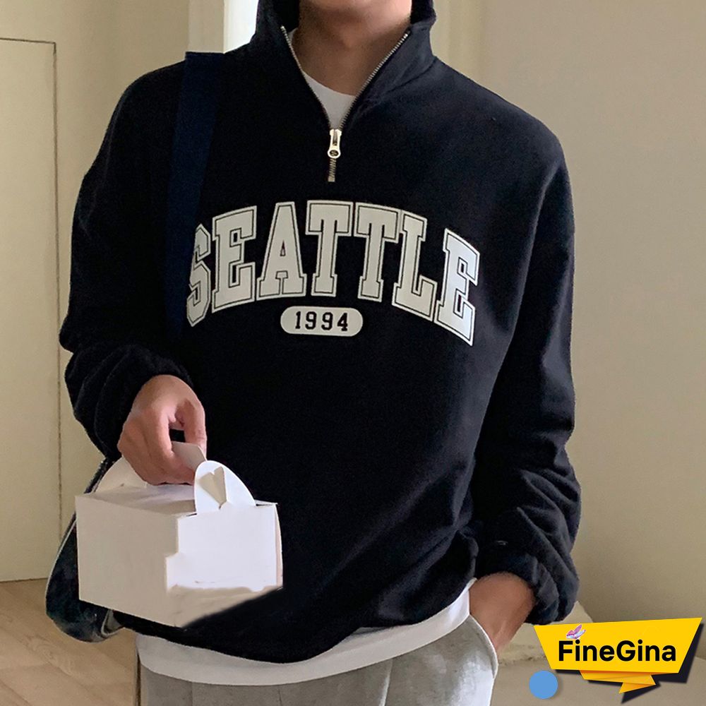 Seattle Mens Printed Casual Hoodie