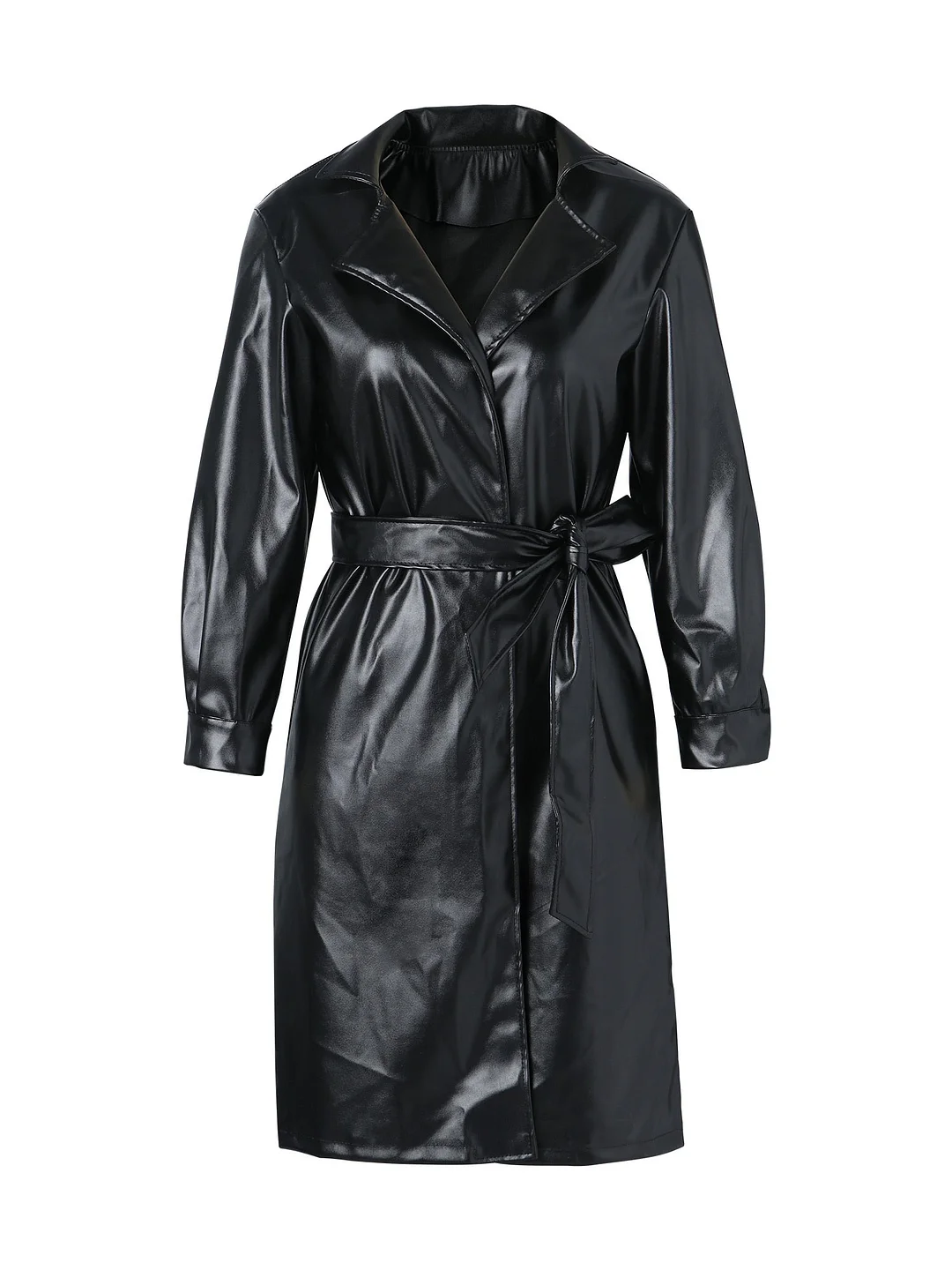 Women Autumn PU Leather Long Sleeve Dress With Belt Black High Waist Sexy V neck Dresses For Office Ladies Elastic Club Outfits