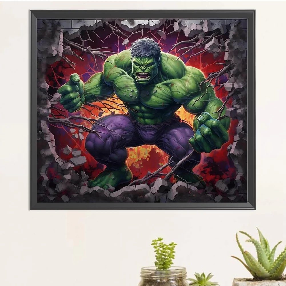 Diamond Painting - Full Round Drill - Hulk Breaking Wall(Canvas|40*35cm)