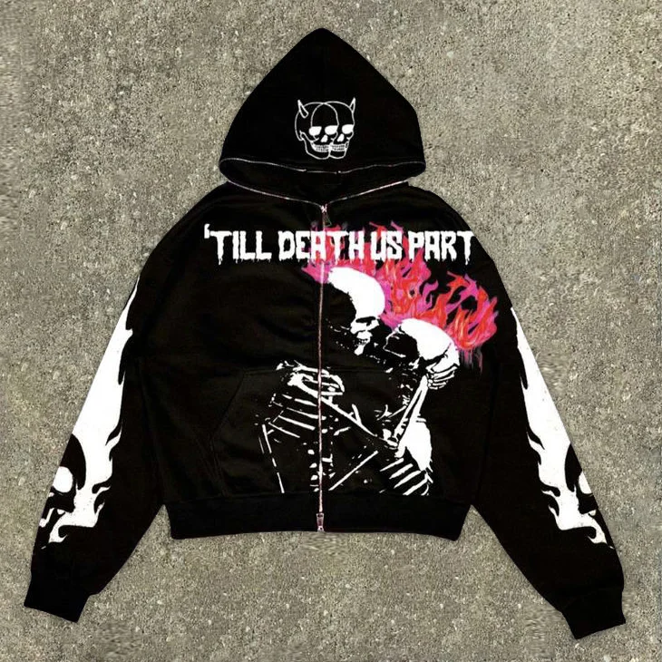 Statement skull print streetwear hoodie