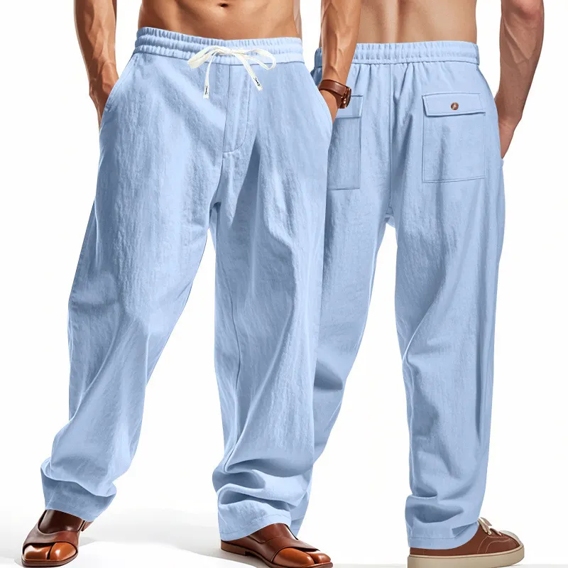 Men’s Summer Casual Linen Loose Straight-Leg Pants – Fashionable, Versatile, Breathable, Quick-Dry