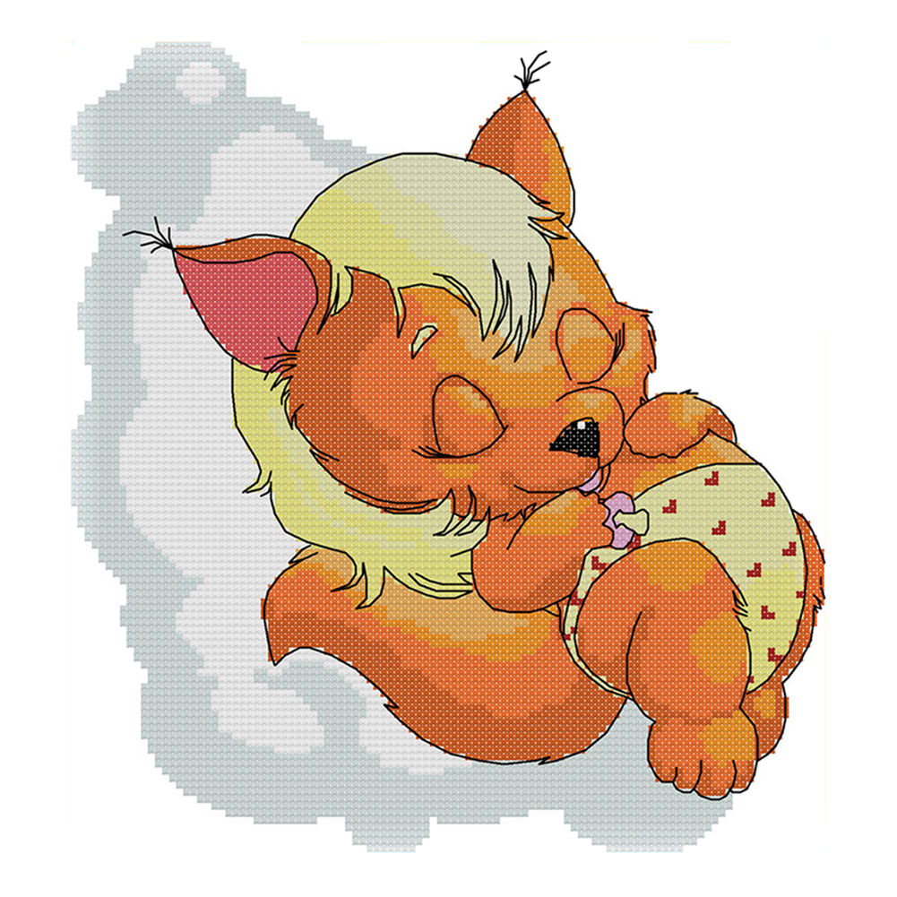 

Baby Fox - 14CT Stamped Cross Stitch - 27*28CM, 501 Original