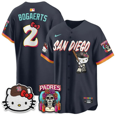 Men's San Diego Padres #2 Xander Bogaerts Obsidian 2026 City Connect x Hello Kitty Vapor Limited Jersey