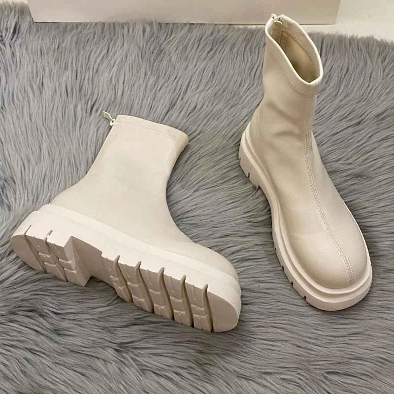 2022 New Arrive Platform Shoes Women Boots Round Toe Zipper Autumn Winter Fashion Ankle Female Ytmtloy Botines De Mujer Sexy