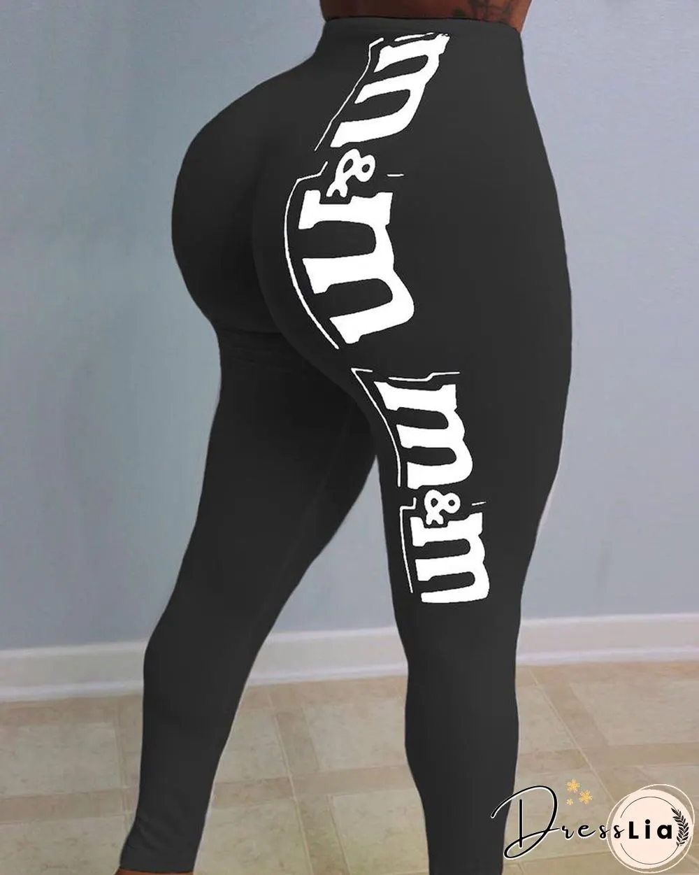 High Waist Letter Print Sporty Pants