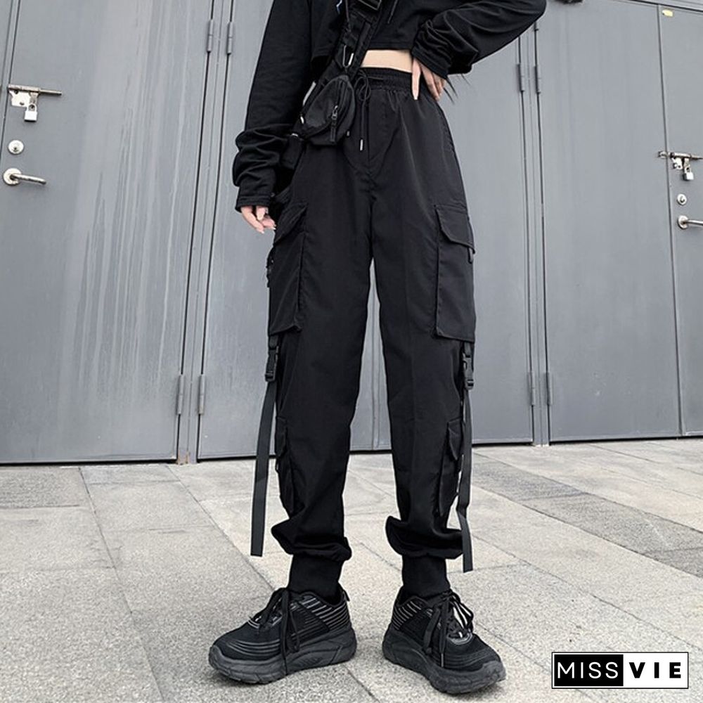 Spring Summer Fashion Cargo Pants Women Pockets Jogger Trousers Harajuku Casual Slim High Waist Streetwear Lady Pants New