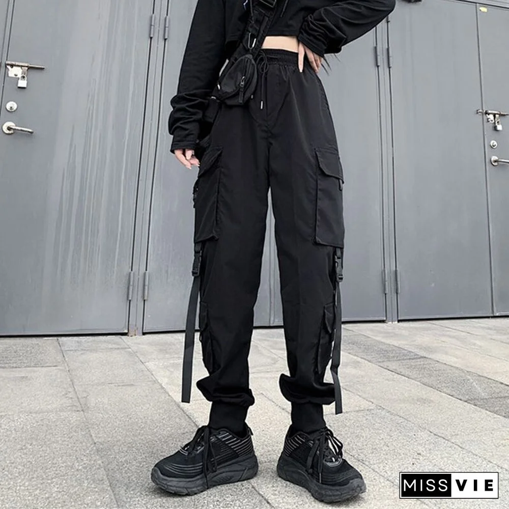 Spring Summer Fashion Cargo Pants Women Pockets Jogger Trousers Harajuku Casual Slim High Waist Streetwear Lady Pants New