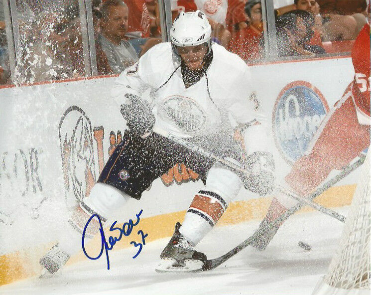 Edmonton Oilers Denis Grebeshkov Signed Autographed 8x10 Photo Poster painting COA B