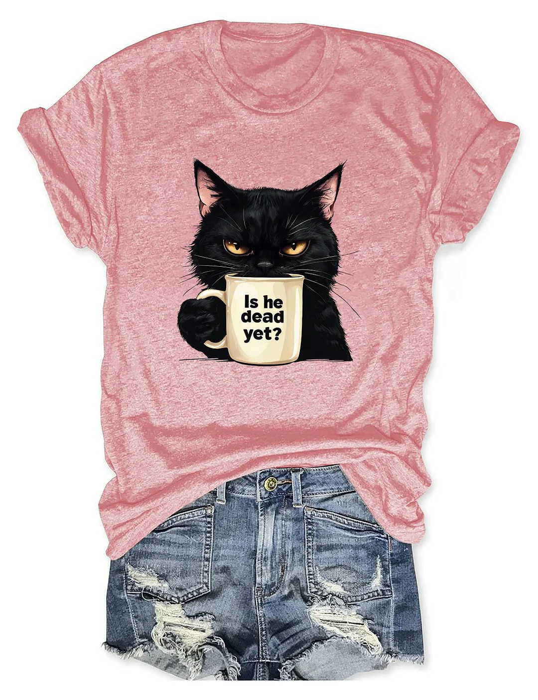 Is He Dead Yet Black Cat T-shirt