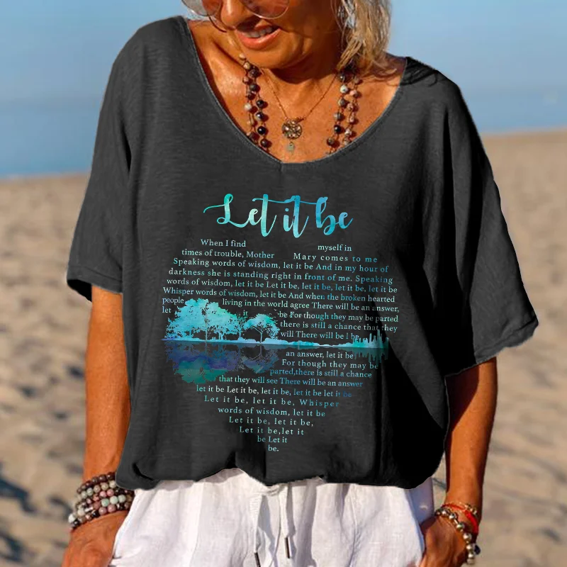 Let It Be Printed Letter Heart Hippie T-shirt