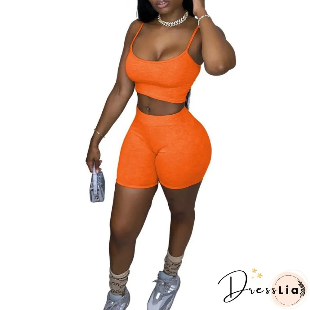 Womens Yoga Set Sport Bras and Shorts Gym Piece Camisole Cycling Pants Suit Workout