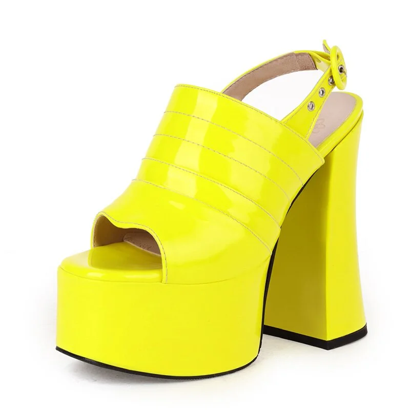 Gdgydh Large Size 46 Women Platform Shoes High Heel Open Toe Street Style Design Quality Shoes Woman Slingbacks Model Party