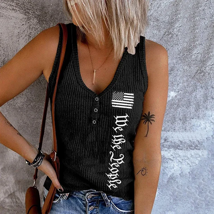 VChics Women's We The People Independence Day Printed Casual Vest