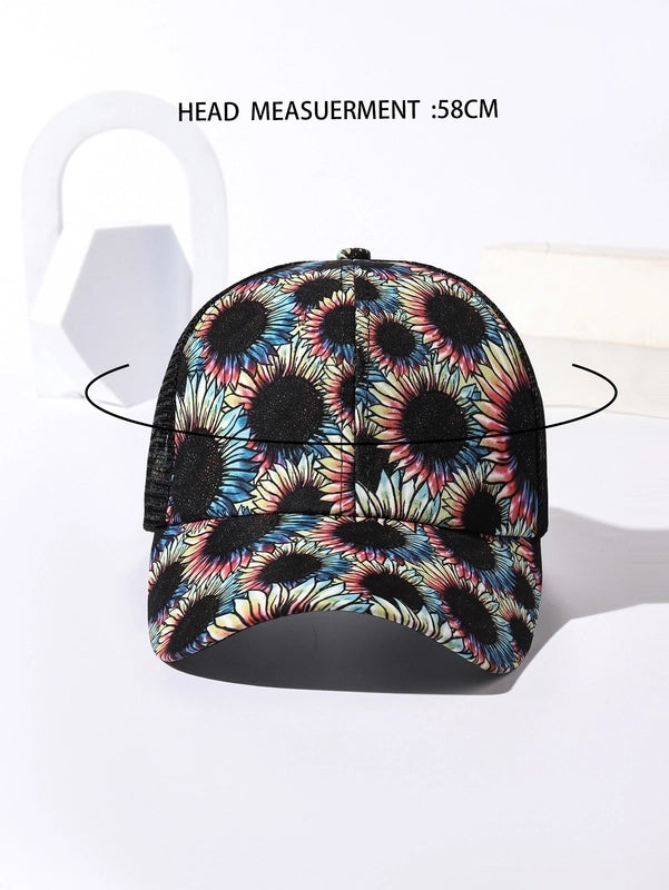 Unisex Casual Minimalist Stripe Lattice Flower Curved Eaves Baseball Cap