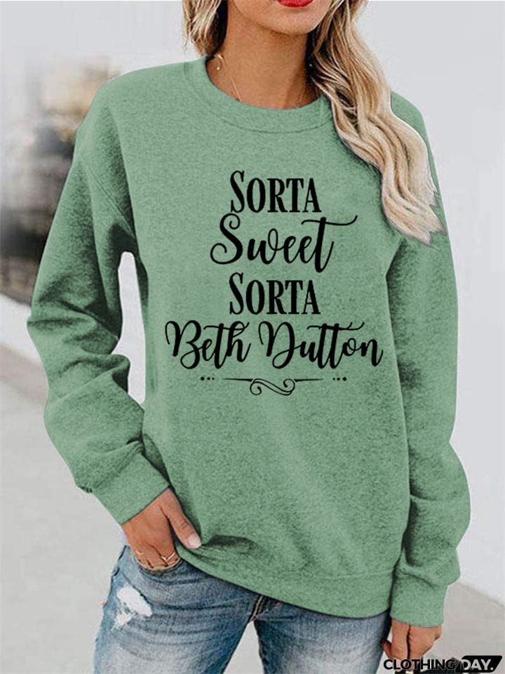 Casual Words Printed Round Neck Sweatshirts