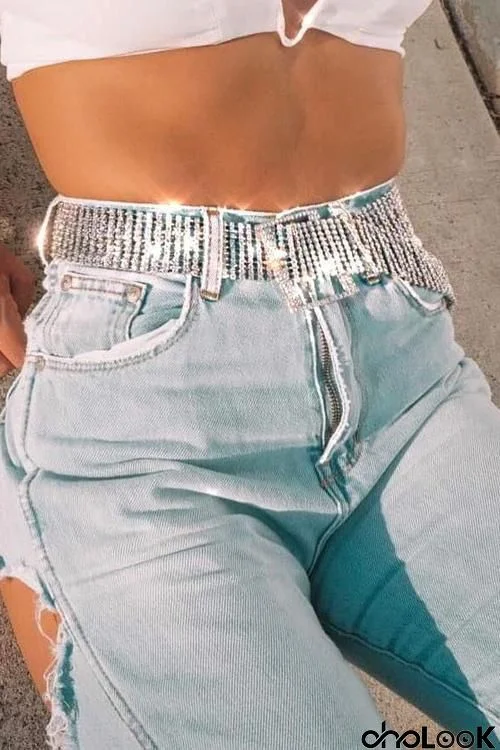 Rhinestone Wide Belt