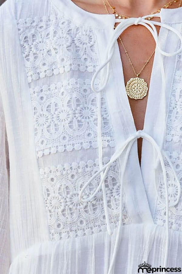 Fashion Solid Color Long Sleeved V-neck Loose Casual Dress