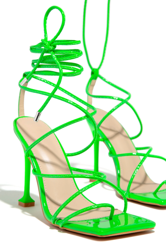 Square Toe Patent Strappy Heel Sandals