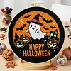 Halloween Ghost DIY Cotton Embroidery Kit with Embroidery Hoop Pre-Printed Pattern Needlework 30x30cm Starter Hand Stitch Kits for Beginners Adults