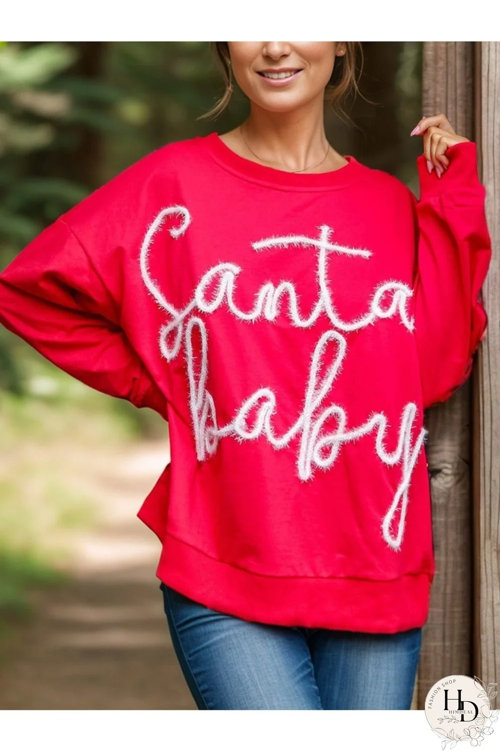 Letter Round Neck Long Sleeve Sweatshirt