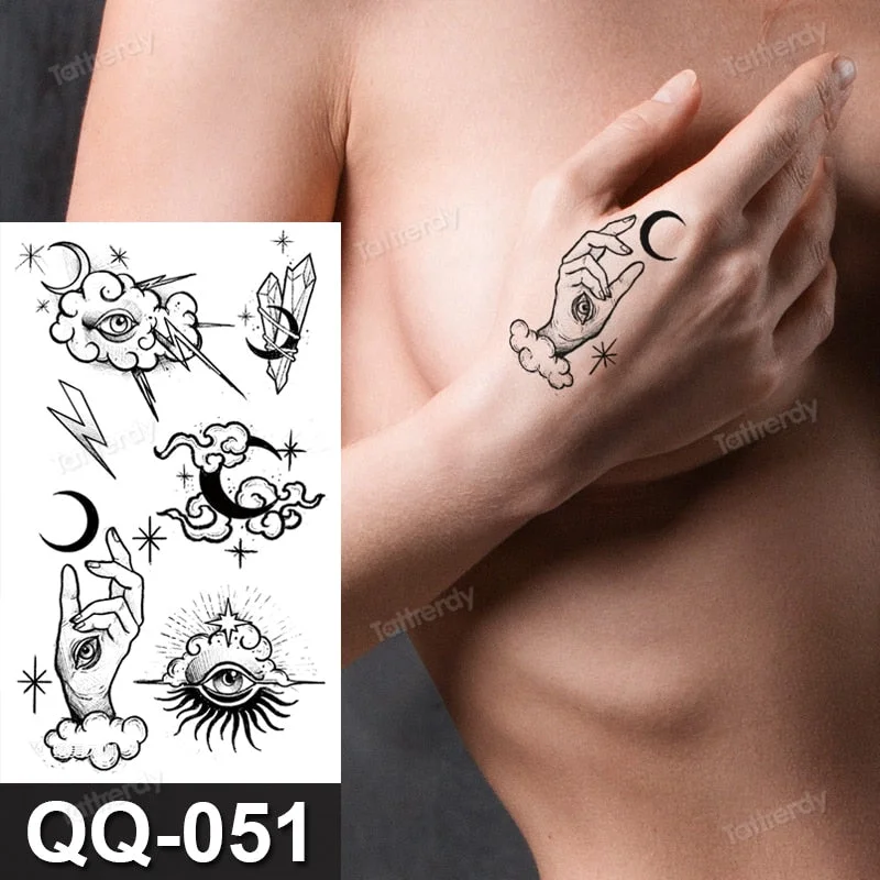 Waterproof Temporary Tattoo Sticker Tiger Lion King Compass Pattern Fake Tatto Flash Tatoo Small Body Art for Kids Women Men