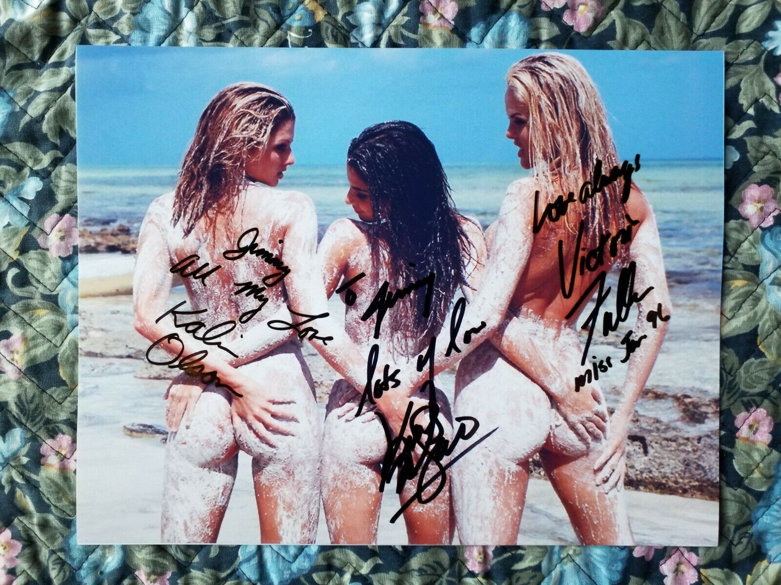 Playboy KELLLY MONACO KALIN OLSEN VICTORIA FULLER Authentic Signed 8.5x11 Photo Poster painting