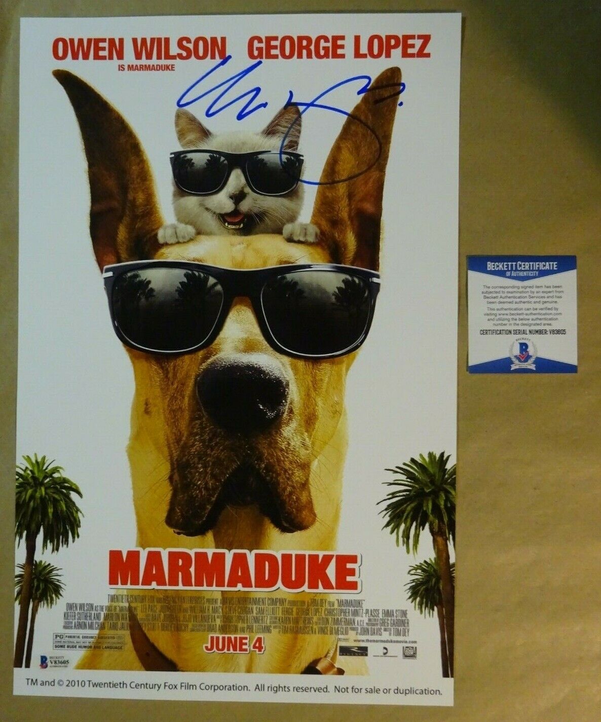 Signed GEORGE LOPEZ Autographed MARMADUKE 11x17