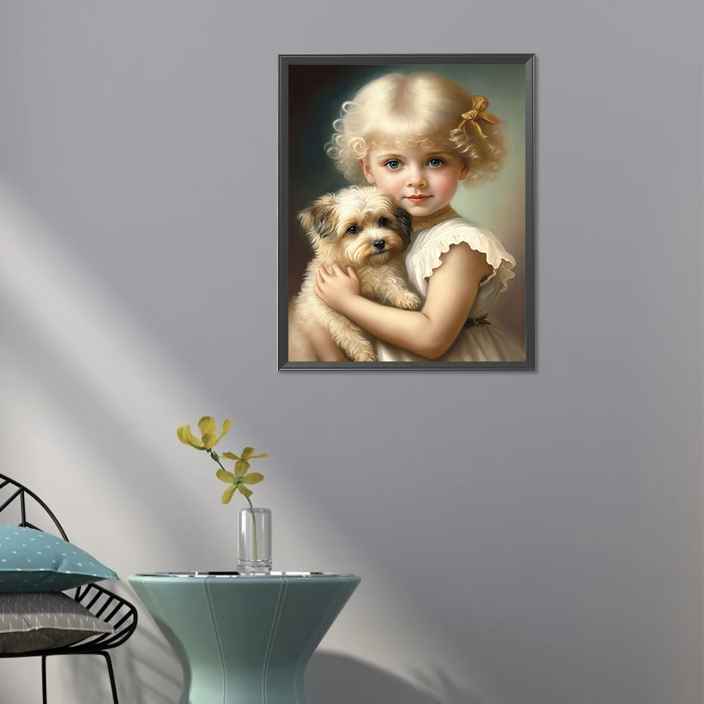 Cute Pet Girl - Full Square - Diamond Painting(30*40cm)