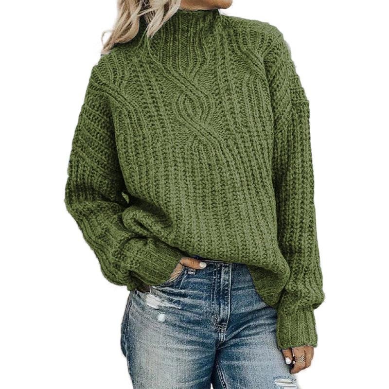 Casual Turtul Neck Twist Sweater