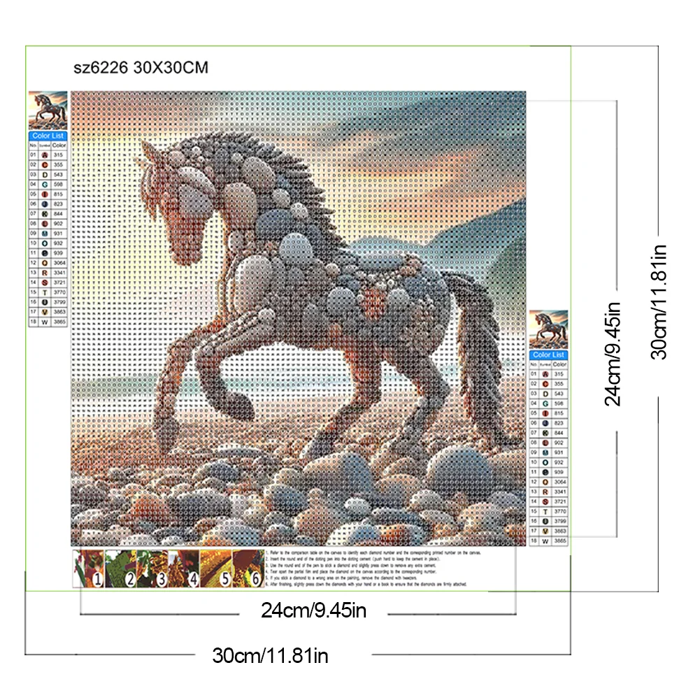 Diamond Painting - Full Round Drill - Stone Art Horse(Canvas|30*30cm)