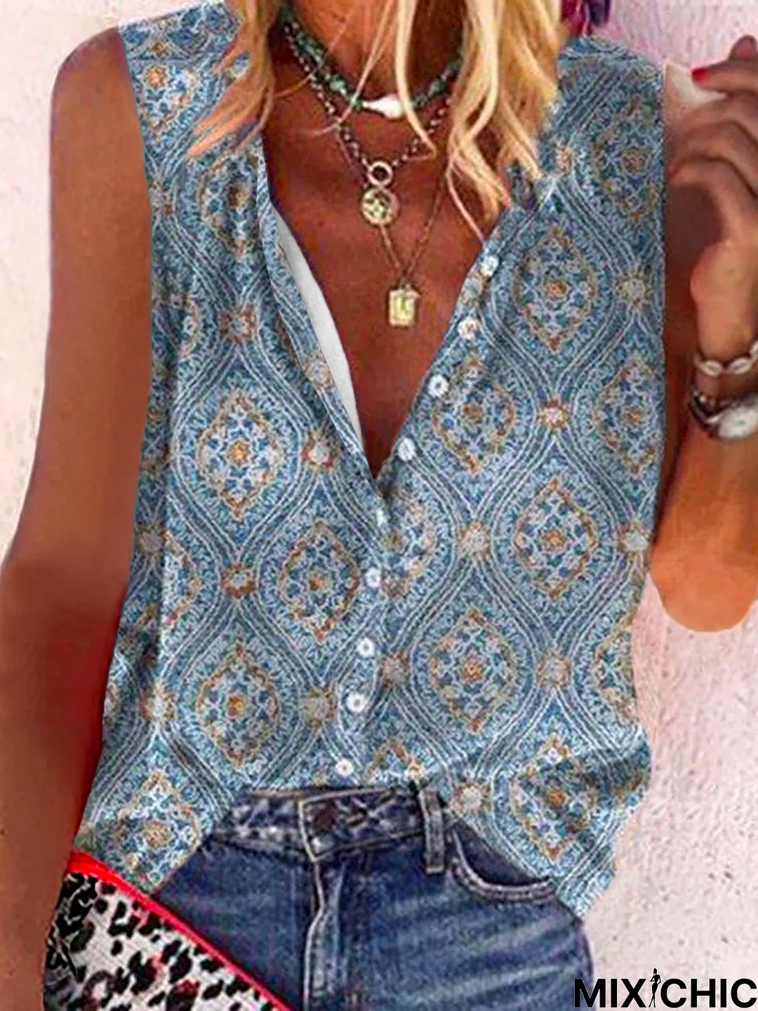 Boho Casual Sleeveless Blouse