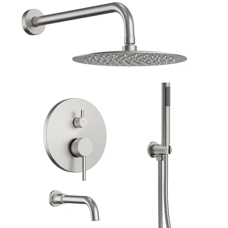 EVERSTEIN 10" Rain Head Shower System in Brushed Nickel M6612NI-10BL