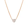 14K White Gold 3ct Heart Shaped Lab Diamond Pendant with 14K Rose Gold Corss Chain